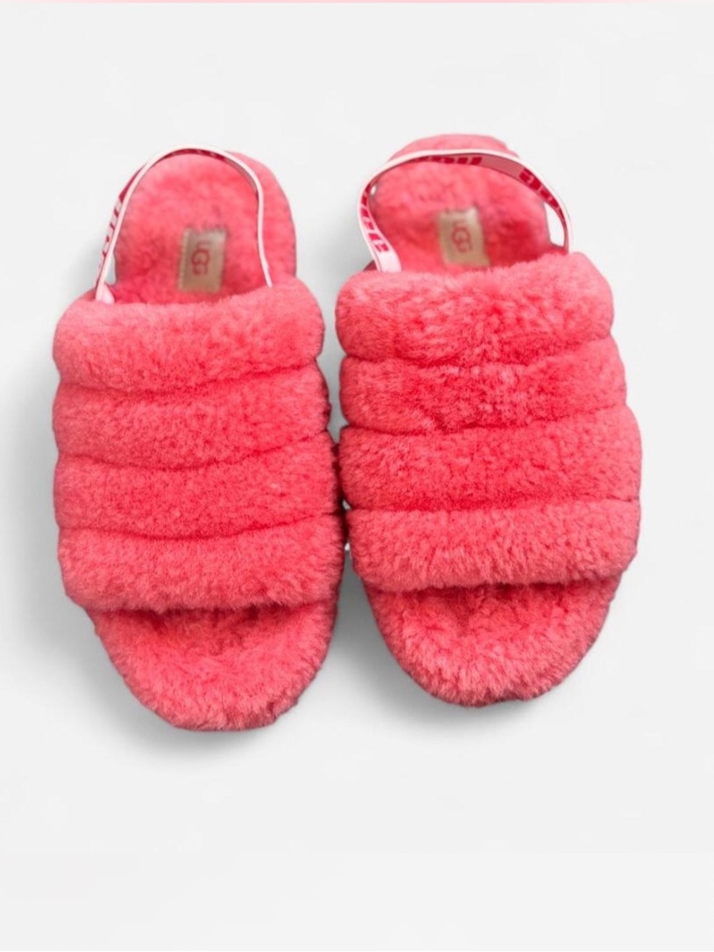 UGG fuzzy Yea Plush Slippers Slide Coral Pink